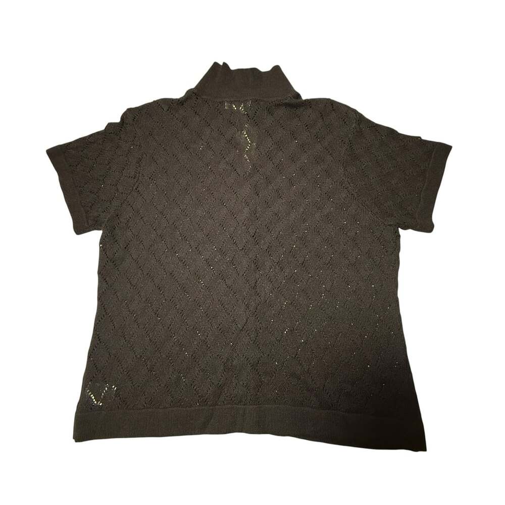 Eddie Bauer Short Sleeve Boyfriend Sweater XL Black Linen Blend